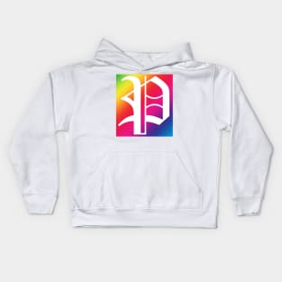 Rainbow White Letter P Kids Hoodie